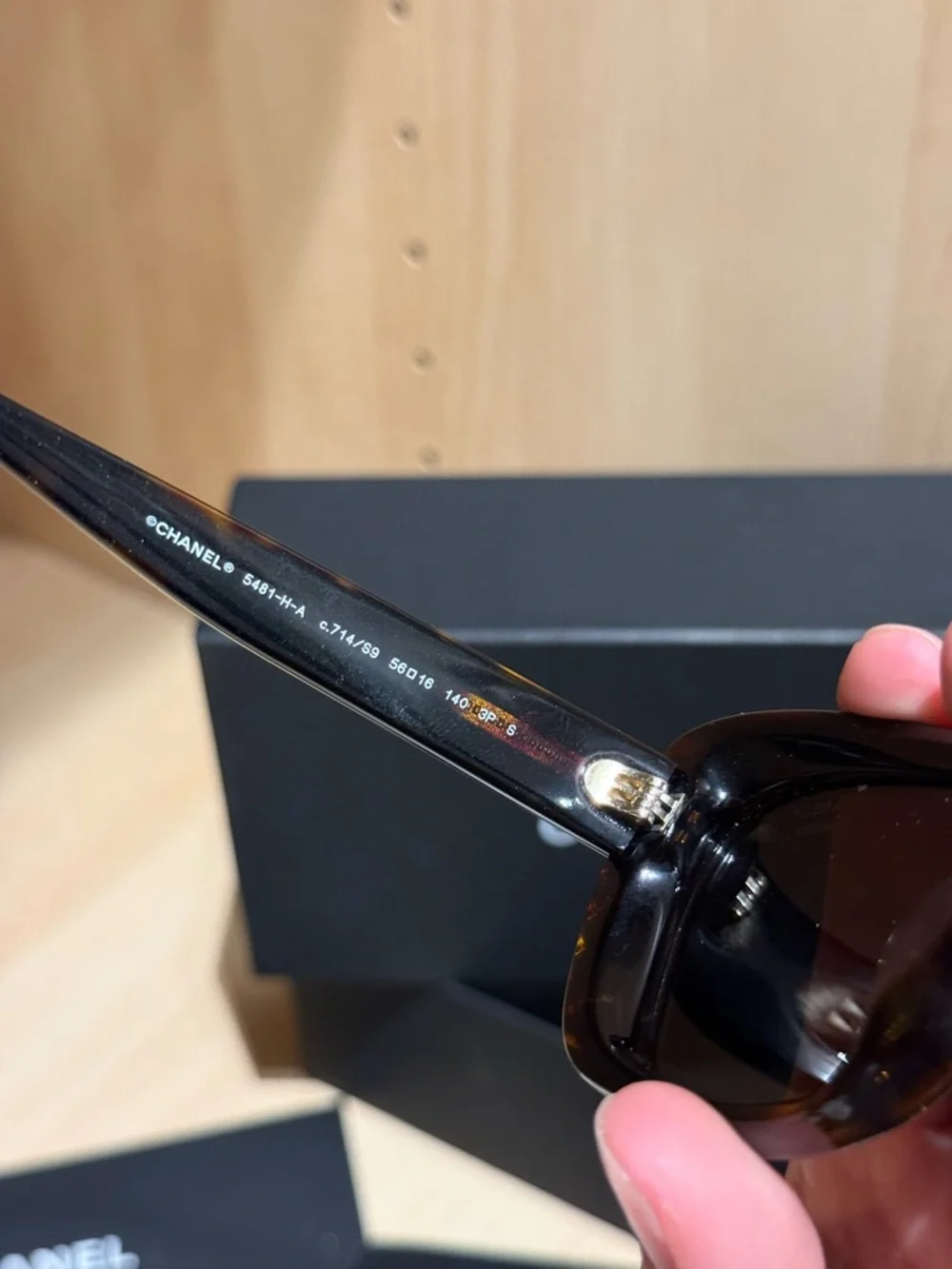 CHANEL Black Cat-Eye Sunglasses with Pearl Accent - Picture 7 of 10